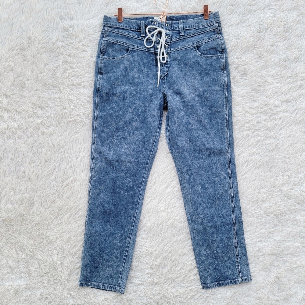 Jordache Vintage Stone‎ Wash Lace Up Mom Jeans